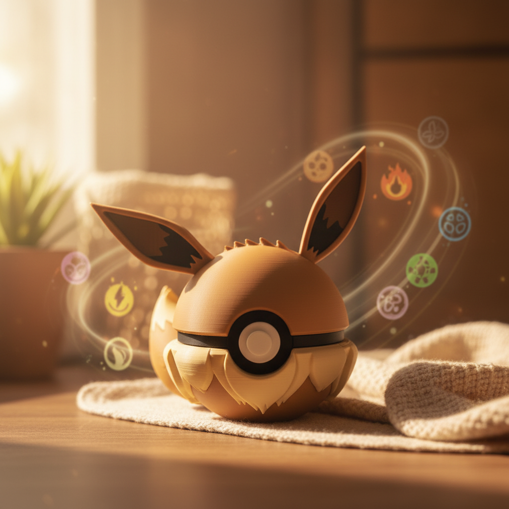 Eevee Pokeball with warm evolution background